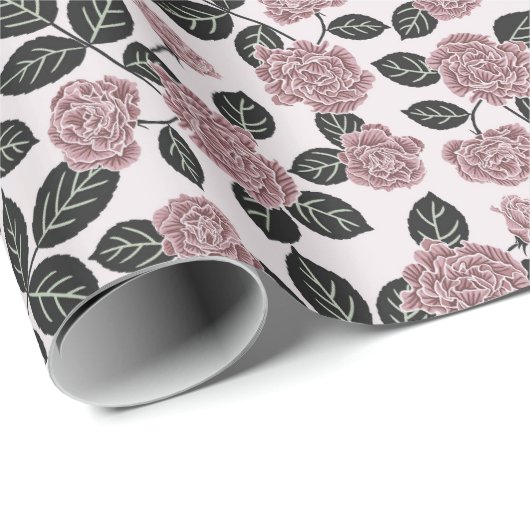 Elegant Sweet Pink Delikate Rose Blumen Geschenkpapier (Rolleneckpunkt)