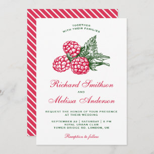 Elegant Sweet Raspberries Hochzeitsempfang Einladung