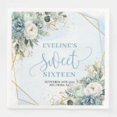 Elegant Sweet Sixteen Eucalyptus Green Party Serviette (Vorderseite)