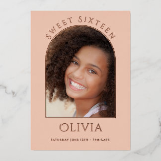 Elegant Sweet Sixteen Photo Rose Gold Foil Folieneinladung