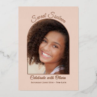 Elegant Sweet Sixteen Photo Rose Gold Foil Folieneinladung