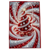 Elegant Swirl Christmas Tree Gift Bag Mittlere Geschenktüte (Vorderseite)
