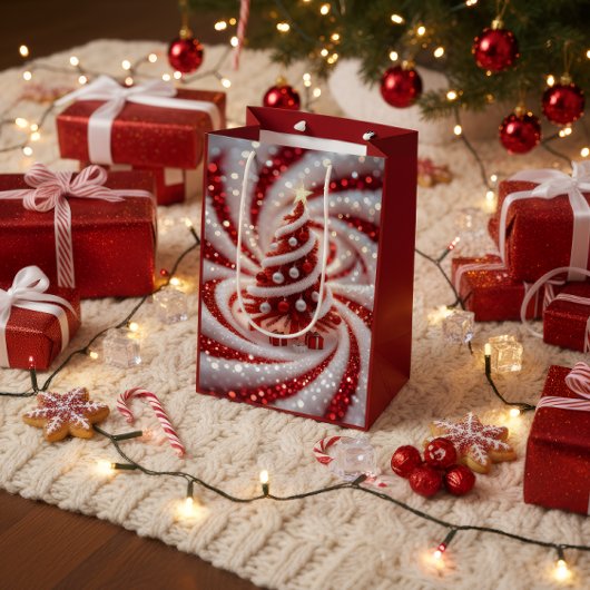 Elegant Swirl Christmas Tree Gift Bag Mittlere Geschenktüte