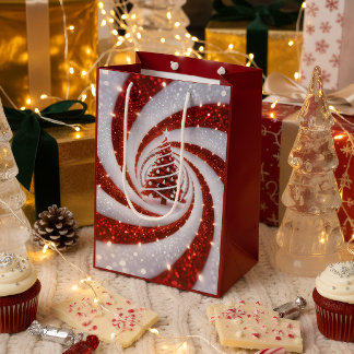 Elegant Swirl Christmas Tree Gift Bag Mittlere Geschenktüte