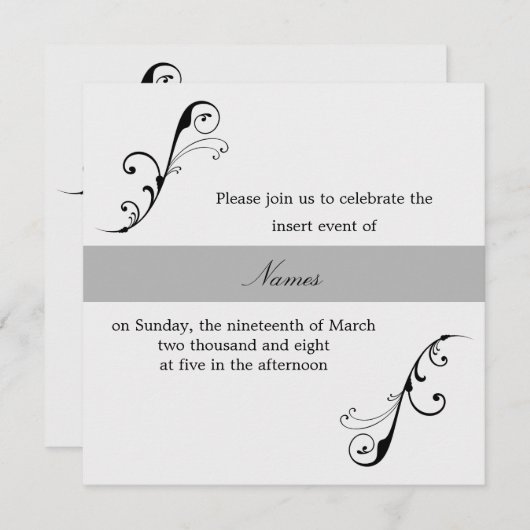 Elegant Swirl Einladung (Vorne/Hinten)