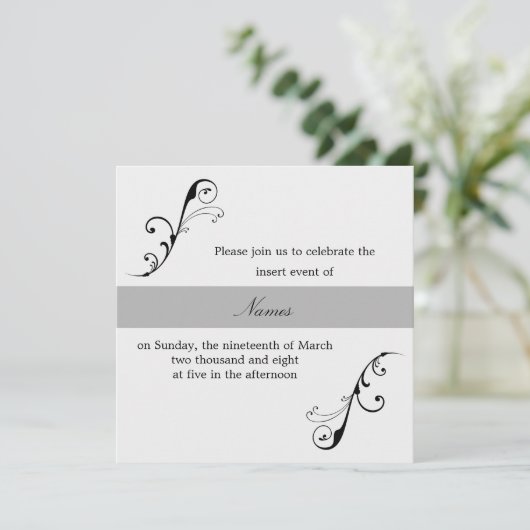 Elegant Swirl Einladung (Stehend Vorderseite)
