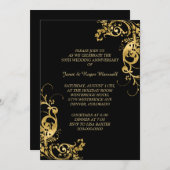 Elegant Swirl Golden Wedding Jubiläum Einladung (Vorne/Hinten)