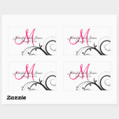 Elegant Swirl Monogram Wedding Wine Labels Rechteckiger Aufkleber (Blatt)