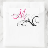 Elegant Swirl Monogram Wedding Wine Labels Rechteckiger Aufkleber (Tasche)