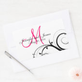 Elegant Swirl Monogram Wedding Wine Labels Rechteckiger Aufkleber (Umschlag)