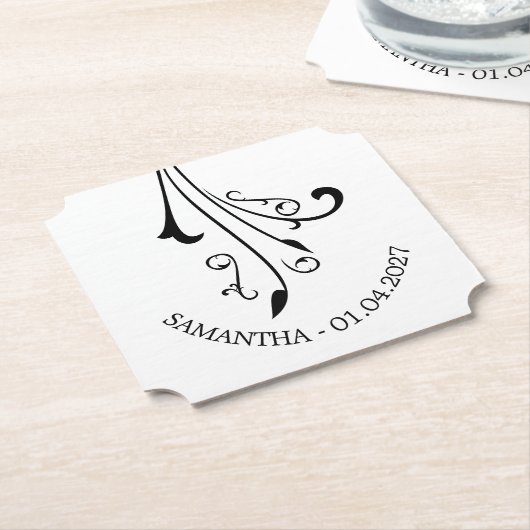 Elegant Swirl Ornaments Horror Black Gothic Untersetzer (angewinkelt)