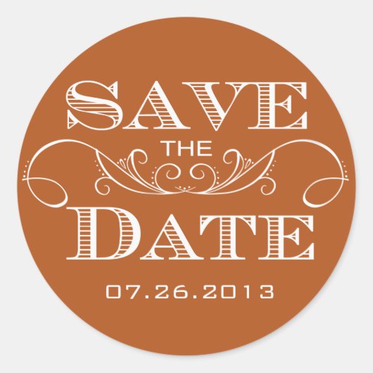 Elegant Swirl Save the Date Aufkleber (Vorderseite)