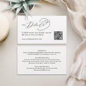 Elegant Swirl Script QR Code Wedding Details Platzkarte
