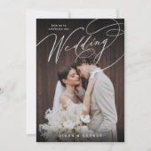 Elegant swirl script Simple Photo Wedding Einladung (Vorderseite)