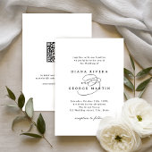 Elegant Swirl Script Simple QR code Wedding Einladung