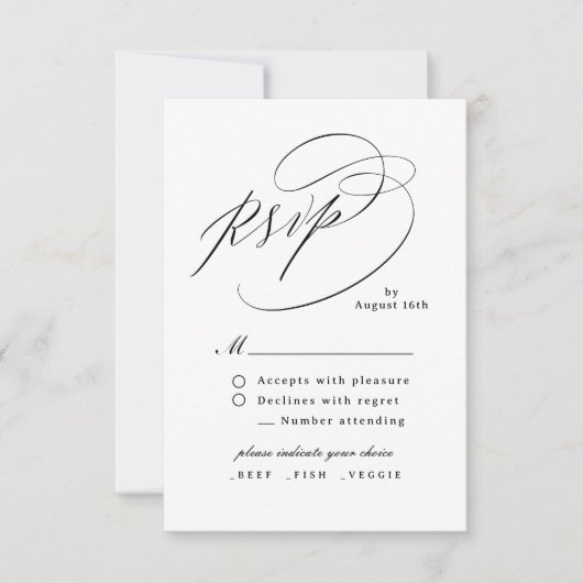 Elegant Swirl Script Simple QR code Wedding RSVP Karte (Vorderseite)