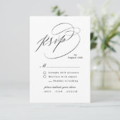 Elegant Swirl Script Simple QR code Wedding RSVP Karte (Stehend Vorderseite)
