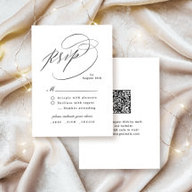 Elegant Swirl Script Simple QR code Wedding