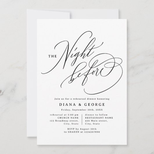 Elegant Swirl Script Simple Rehearsal Dinner Einladung (Vorderseite)