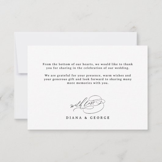 Elegant Swirl Script Simple Wedding Dankeskarte (Rückseite)