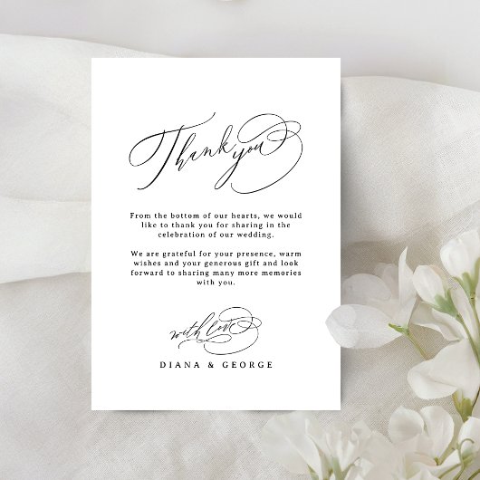 Elegant Swirl Script Simple Wedding Dankeskarte