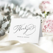 Elegant Swirl Script Simple Wedding Dankeskarte