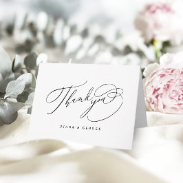 Elegant Swirl Script Simple Wedding Dankeskarte