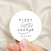 Elegant Swirl Script Simple Wedding favors Runder Aufkleber
