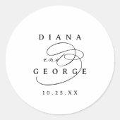 Elegant Swirl Script Simple Wedding favors Runder Aufkleber (Vorderseite)