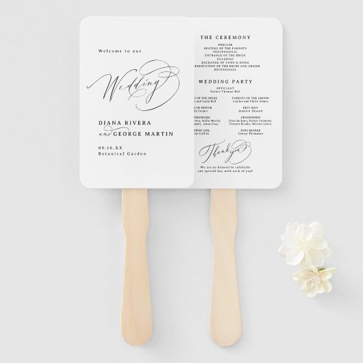 Elegant Swirl Script Simple Wedding Programs Fächer (Vorne und Hinten)