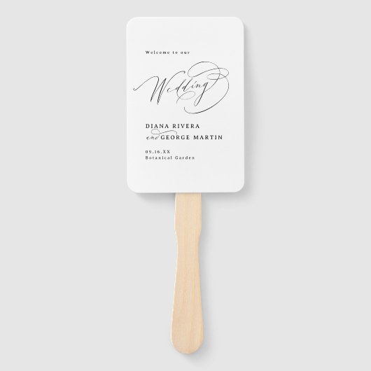 Elegant Swirl Script Simple Wedding Programs Fächer (Vorderseite)