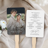 Elegant Swirl Script Simple Wedding Programs Fächer