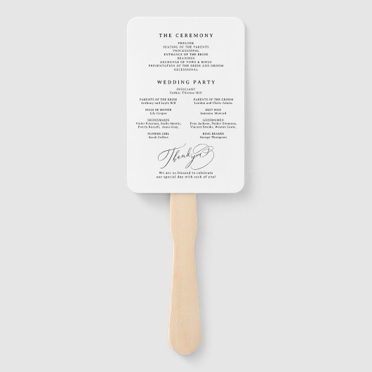 Elegant Swirl Script Simple Wedding Programs Fächer (Rückseite)