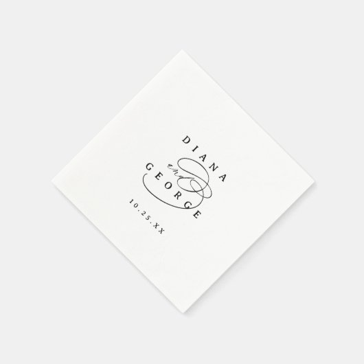 Elegant Swirl Script Simple Wedding Serviette (Ecke)