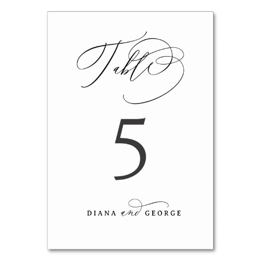 Elegant Swirl Script Simple Wedding Tischnummer (Vorderseite)
