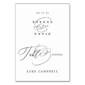 Elegant Swirl Script Wedding Foldable Place Card Tischnummer (Vorderseite)