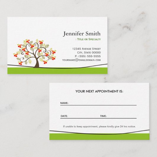 Elegant Swirl Wish Tree Symbol - Ernennung Terminkarte (Vorne/Hinten)