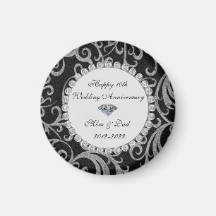 Elegant Swirls Diamonds 10th Wedding Anniversary S Magnet