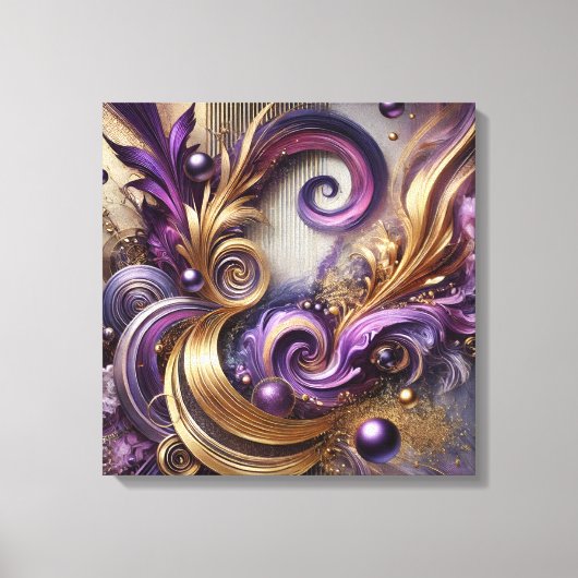 Elegant Swirls with Gold and Purple Canvas Art  Leinwanddruck (Vorderseite)