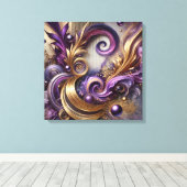Elegant Swirls with Gold and Purple Canvas Art  Leinwanddruck (Insitu (Holzboden))
