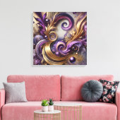 Elegant Swirls with Gold and Purple Canvas Art  Leinwanddruck (Insitu (Wohnzimmer))