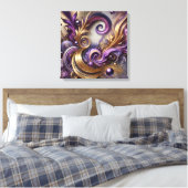 Elegant Swirls with Gold and Purple Canvas Art  Leinwanddruck (Insitu (Schlafzimmer))