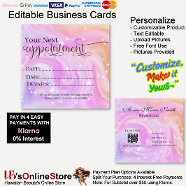 Elegant Swirly Sparkle Appointment Beautician  Quadratische Visitenkarte