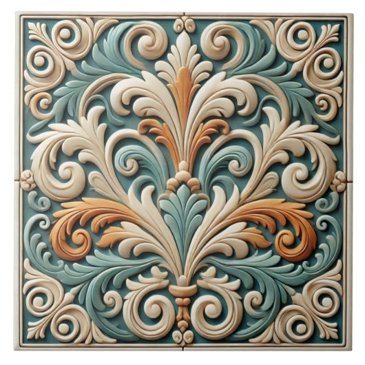 Elegant Symmetrische Keramik Fliese (Vorderseite)