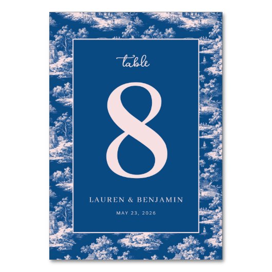Elegant Table Number 8 Invitation Tischnummer (Vorderseite)
