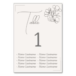Elegant Table number with names, sitting. Tischnummer