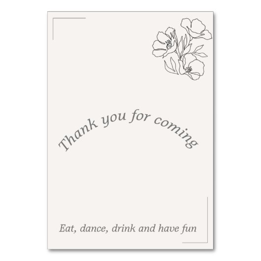 Elegant Table number with names, sitting. Tischnummer (Rückseite)