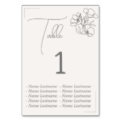 Elegant Table number with names, sitting. Tischnummer (Vorderseite)
