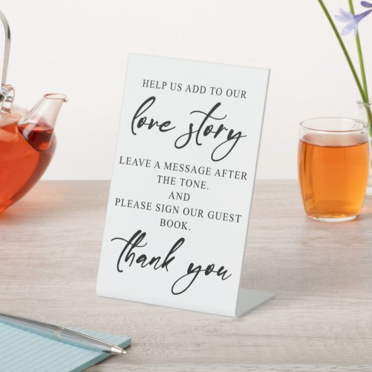 Elegant Tabletop Wedding Audio Guest Book Sign Sockelschild (In SItu)