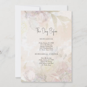 Elegant Tag Vor Hochzeit Blasse Blumeneinladungen  Einladung